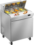 29" W Commercial Sandwich Salad Prep Table Refrigerator, 7.6 Cu.ft Single Door Stainless Steel Commercial Kitchen Refrigerated Equipment with 8 Pans for Restaurant, Bar, Shop, etc.