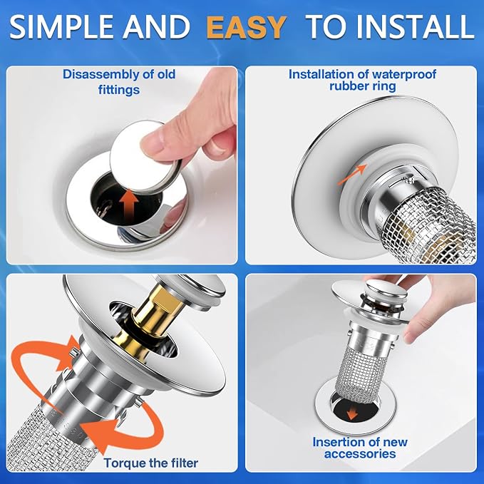 Sink Stopper Hair Catcher, Pop-up Sink Drain Strainer - Image 7