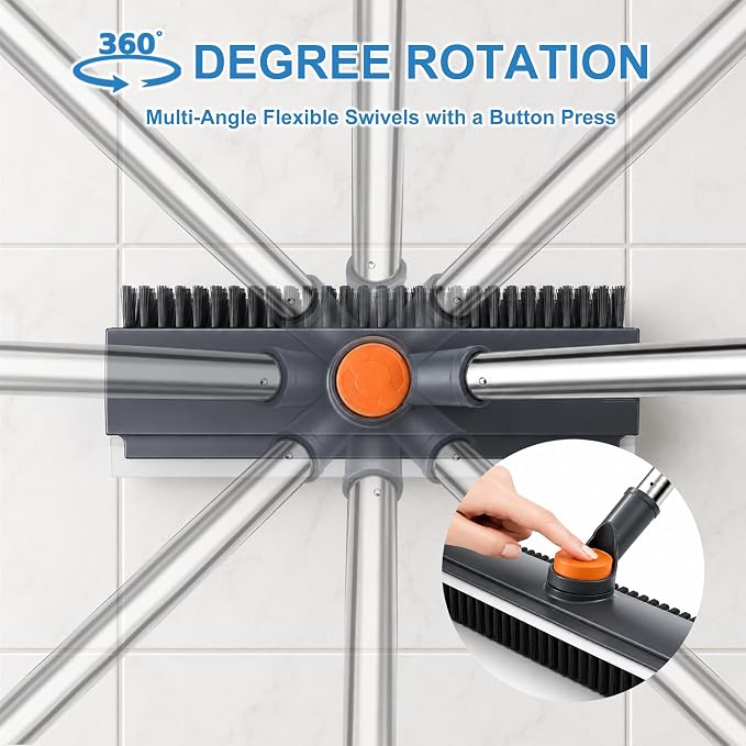 Floor Scrub Brush with Long Handle, 3 in 1 Floor Scrubber, Heavy Duty Stiff - Image 3