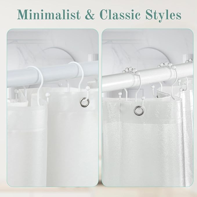 Shower Curtain Hooks, Stainless Steel Shower Curtain Hangers, Metal Shower - Image 7