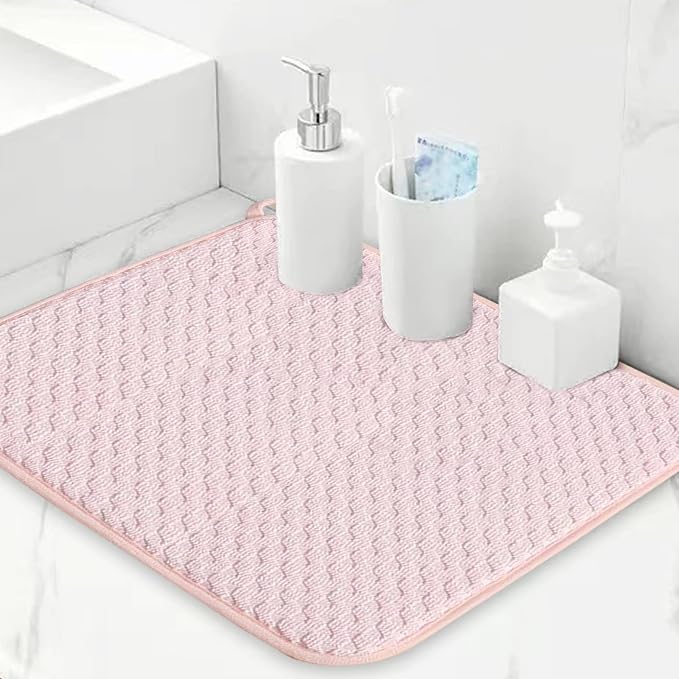 Pink Dish Drying Mats for Kitchen Counter, 2 Pack Dish Drying Mat Drying Pad | - Image 4