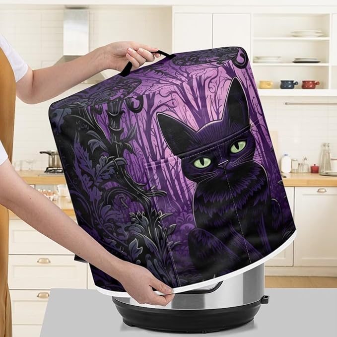 TODIYADDU Purple Gothic Cat Pressure Cooker Cover for 8 Quart Instant Pot Insulated Kitchen Appliance Dust Cover for Round Pressure Cooker Slow Cooker Practical Instant Pot Air Fryer Accessories