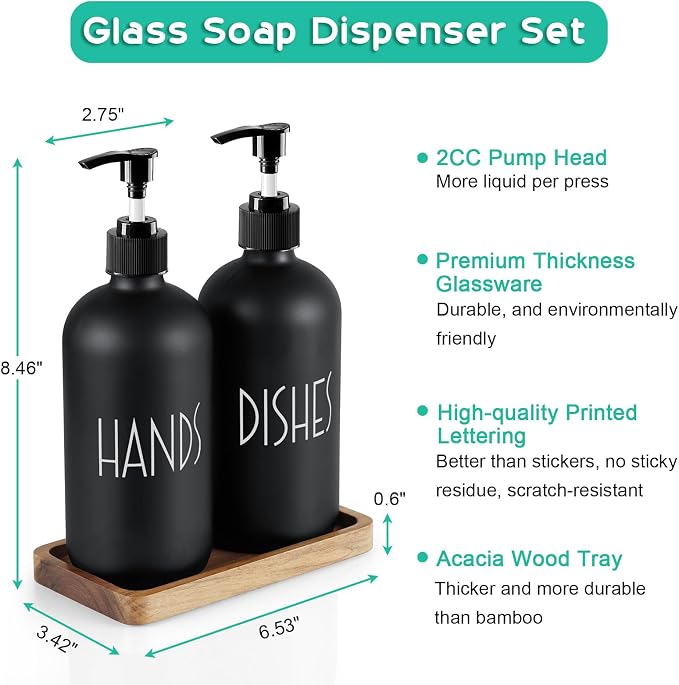 ALELION Black Dish Soap Dispenser Set - Image 3