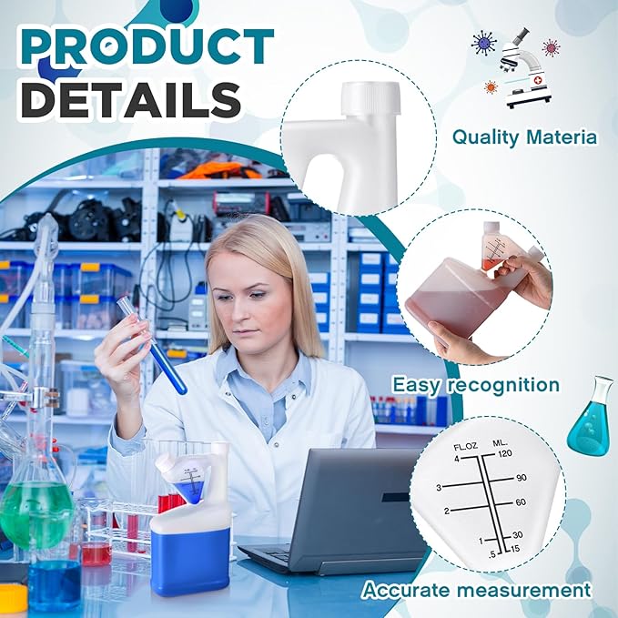 1 Pcs 32oz Tip Measure Containers Tip and Pour Measuring Containers HDPE Chemical Measuring Cups with Lids Plastic Bottle, up to 4oz Capacity (32oz)