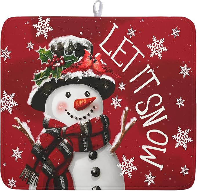 Merry Christmas Dish Drying Mat by Kawani