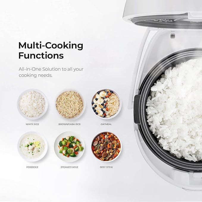 CUCKOO Micom Rice Cooker 8-Cup Uncooked / 16-Cup Cooked with Nonstick Inner Pot, Large Rice Maker with 9 Menu Options, Fuzzy Logic Technology, Auto Clean Mode, LCD Display, White (CR-0810F)