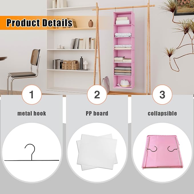 Hanging Closet Organizer 6-Shelf, Oxford Fabric Wardrobe Storage, shoes & - Image 6
