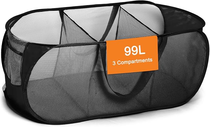 Foldable Laundry Baskets, Collapsible Mesh Laundry Hamper, Durable Pop Up by Bemkoo