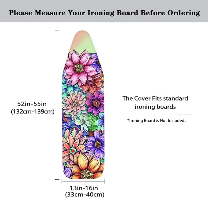 Boho Floral Ironing Board Pad Ironing Board Cover and Pad 15" x 54" Scorch - Image 5