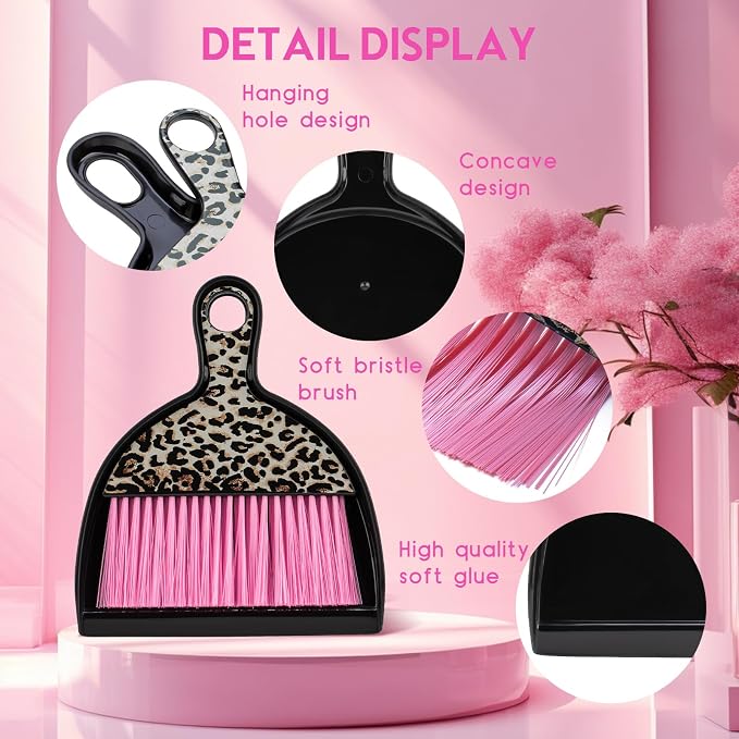 THINKLEARN 2PCS Small Dust Pan and Brush Set, Mini Broom Dustpan Kit - Image 4