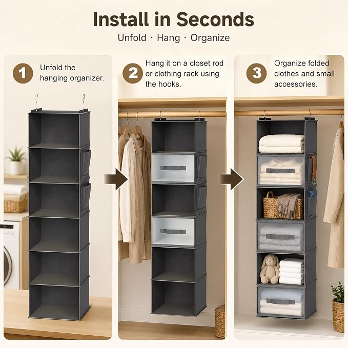 6-Shelf Hanging Closet Organizer - Image 4