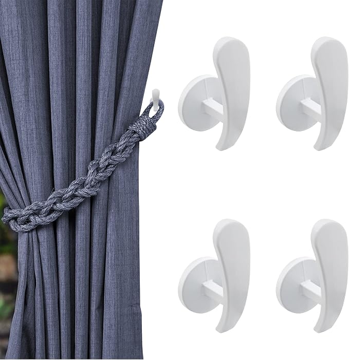Curtain Tieback Hooks, 4 Pack | Wall Mounted, Decorative, Includes Screws by Rierdge