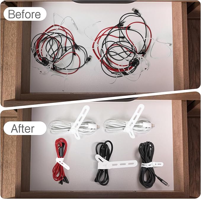 Donruby 24Pcs Silicone Cable Ties, Reusable Cord Organizer Straps, 5.12" - Image 6