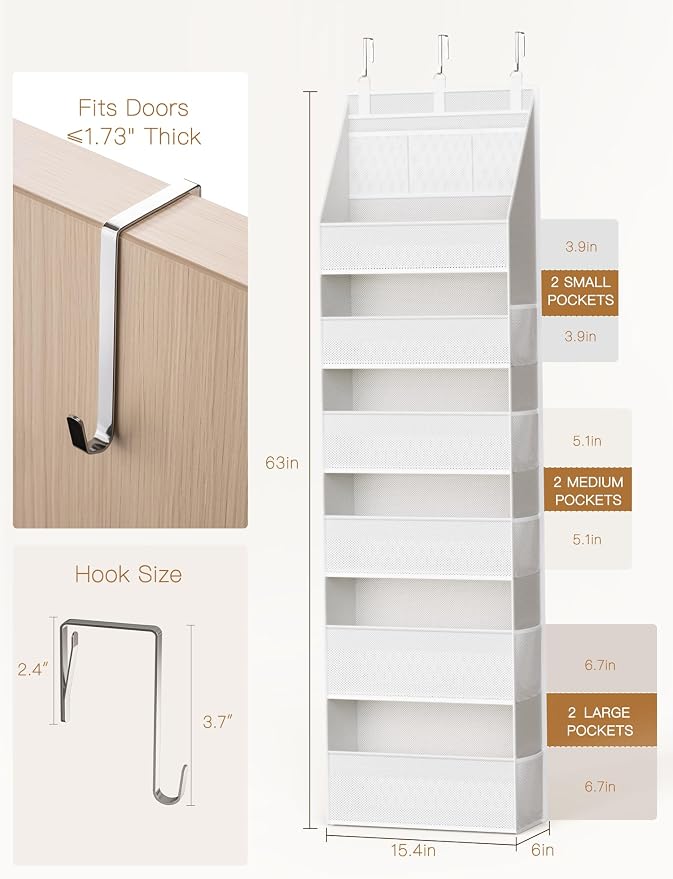 Over the Door Organizer, Heavy-Duty 6-Shelf Hanging Storage - Image 6