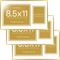 Homeforia 11x18 Gold Diploma Frame with Photo, High End Metal 11 x 18 Certificate Frames with Mat for 8.5 x 11 inches Diploma and 5 x 7 Picture, Award Degree Frames, Tempered Glass, Wall Kit, Set of 3