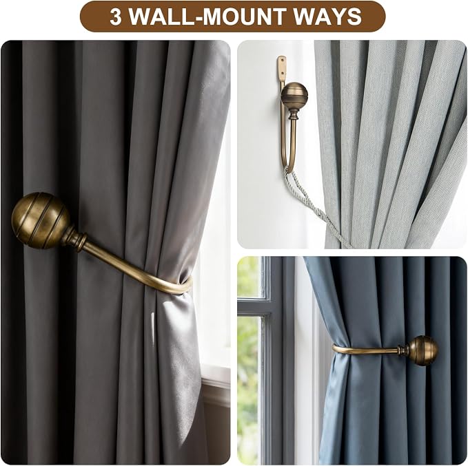 Large Curtain Holdbacks, Antique Brass - Image 6