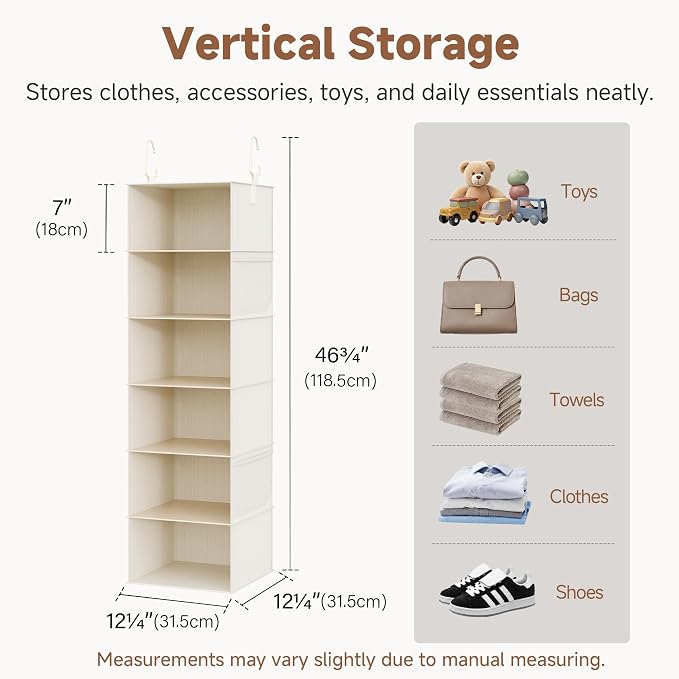 StorageWorks 6-Shelf Hanging Closet Organizer, Hanging Shelves - Image 3