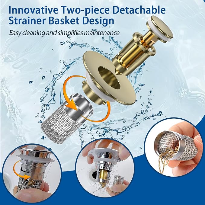 Bathroom Sink Drain Strainer, Pop-up Sink Drain Strainer - Image 3