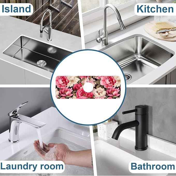 Faucet Mat for Kitchen Sink Absorbent Splash Guard Bathroom 15.5"X5.5" - Image 7