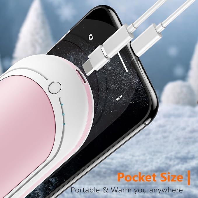 BESKAR Rechargeable Hand Warmer, 5200mAh Electric Hand Heater, Double-Sided Heating, USB Quick Charge, Portable Pocket Hand Warmer for Outdoor, Golf, Raynauds - Winter Gift
