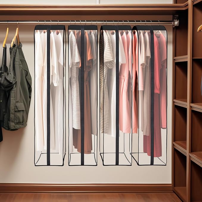 Univivi Garment Bags for Hanging Clothes, All Clear Fabric, 10 In Gusset - Image 3