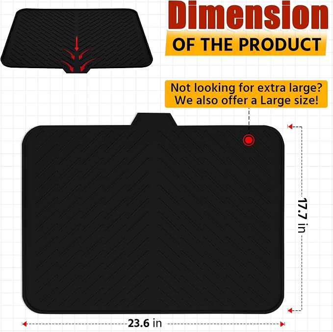 Silicone Dish Drying Mat with Built-in Drain Lip - Image 2
