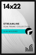 Americanflat 14x22 Picture Frame with Polished Plexiglass - Streamline Collection - Thin Border Picture Frame for Wall Display - Hanging Hardware Included - Black
