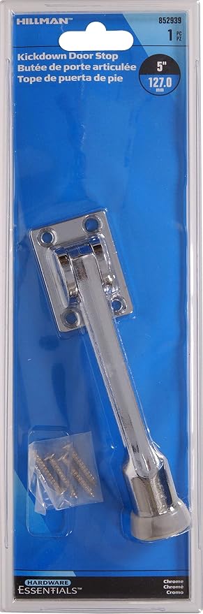 Hardware Essentials Door Stop, 1 Pack, Chrome | Rubber foot grips floors to - Image 2