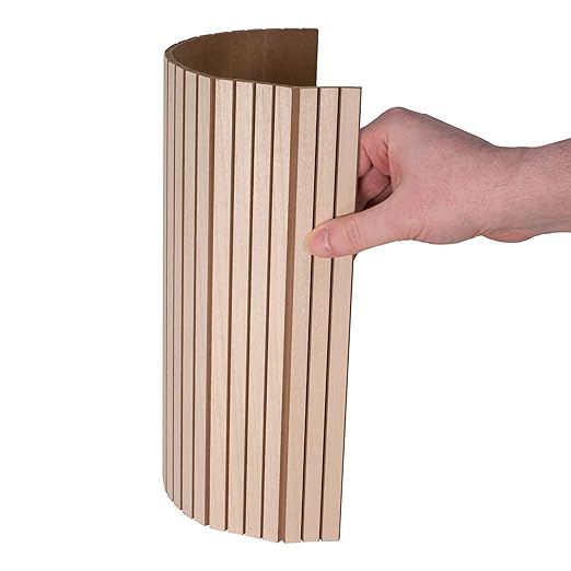 Outwater 4ft Wide x 8ft High x 5/32in Thick Unfinished Maple Veneer Decorative Wall Tambour Panel with 1/2in 30-Degree Groove Slats – Flexible, Customizable, and Easy-to-Install