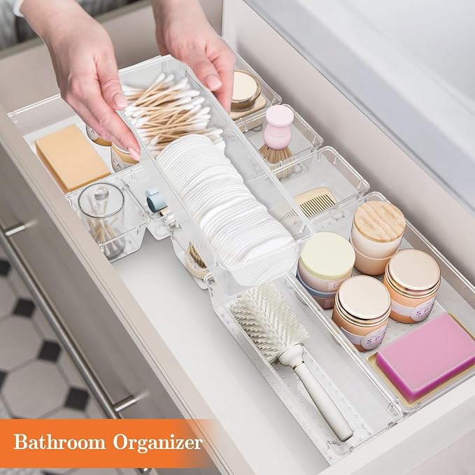 SpaceHacks 25 PCS Plastic Drawer Organizer, 4-Size Versatile Organizer Trays & - Image 6