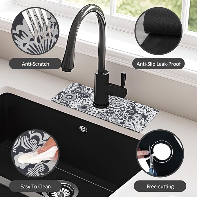 15" X 5.5" Kitchen Sink Splash Guard Faucet Mat Mandala Super Absorbent Fast - Image 6