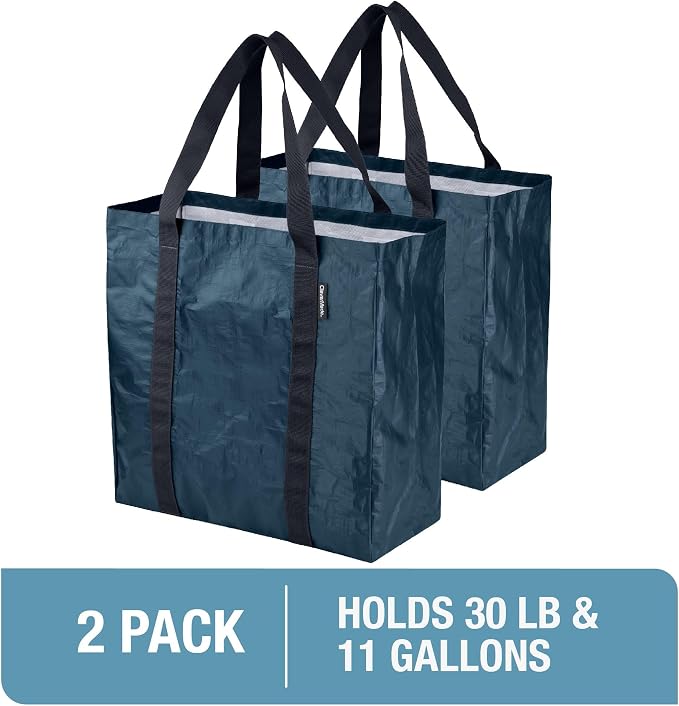 CleverMade Open-Top Storage Tote, 42L Grocery Tote, 2 Pack, Ocean | Load - Image 8