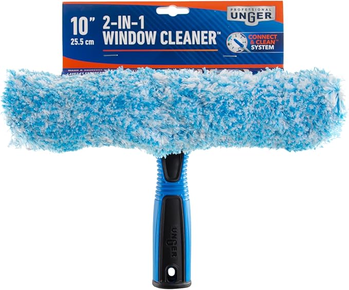 Unger Professional Connect and Clean 2-in-1 Squeegee and Scrubber, 10” Window - Image 7