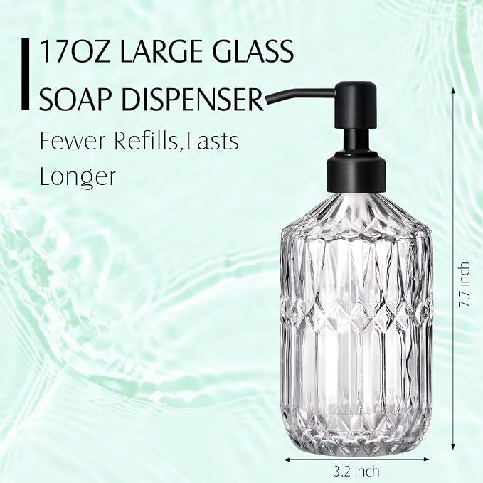 COHOSEGE 17 Oz Clear Glass Kitchen Soap Dispenser - Image 4