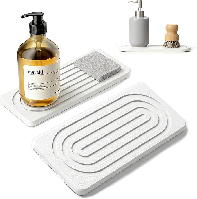 2 PCS Water Absorbing Stone Tray by Unknown