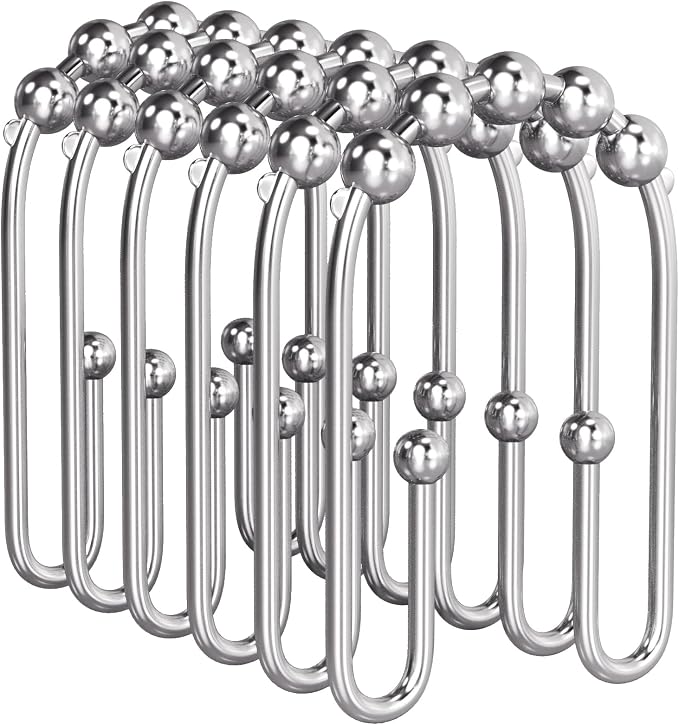 AmazerBath Shower Curtain Hooks Chrome Metal Shower Curtain Rings Rust Proof by AmazerBath