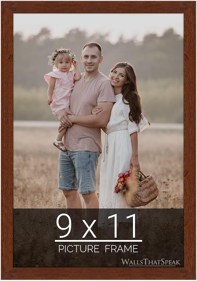 wallsthatspeak 9x11 Dark Walnut Rustic Pine Picture Frame for Puzzles Posters Photos or Artwork