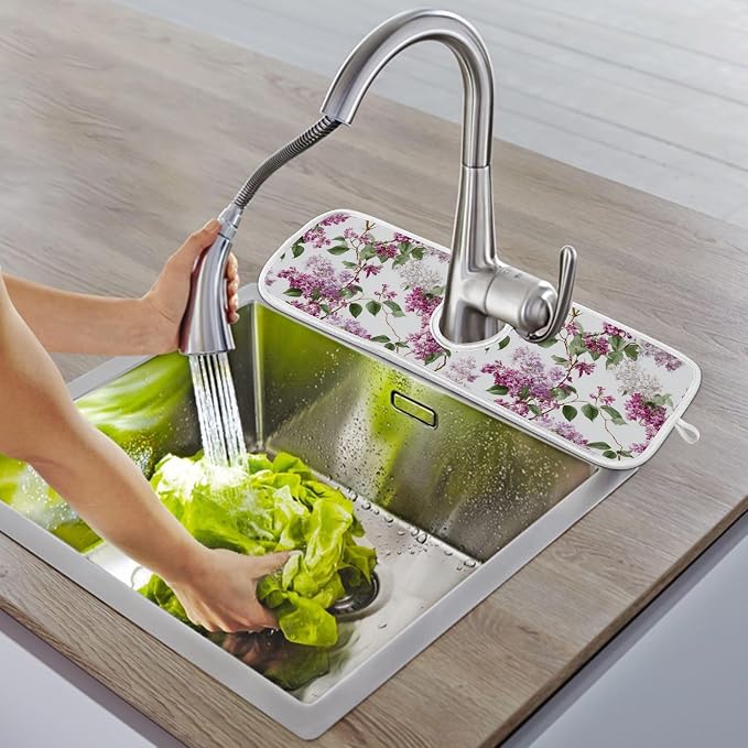 Cornflower Sunflower White Pink Lilac Sink Mat - Image 9
