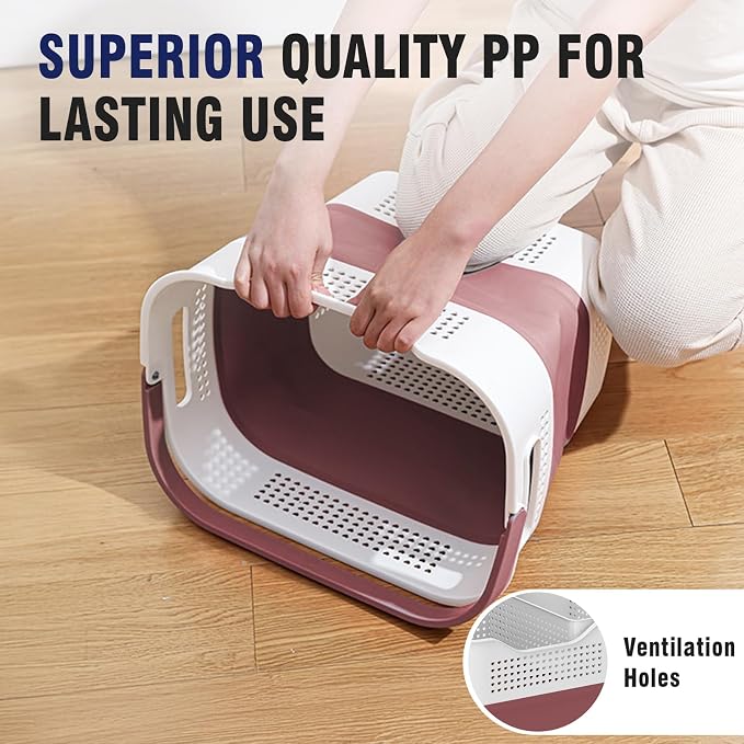 TECHMILLY Collapsible Plastic Laundry Basket Hamper - Image 5