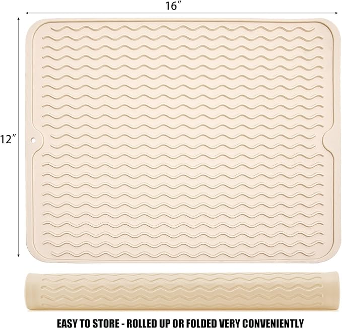 Silicone Dish Drying Mat, Non-Slip Easy Clean Sink Mat, Large Heat-resistant - Image 2