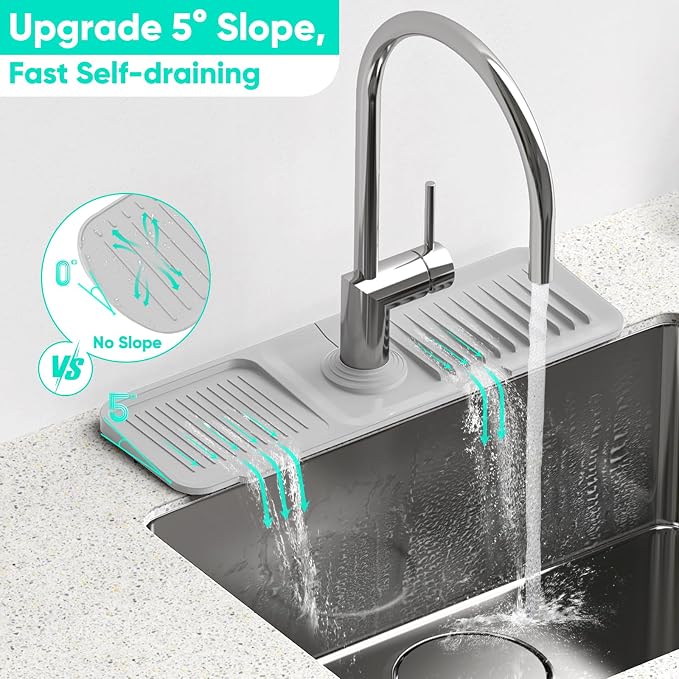 17.7'' Faucet Mat for Kitchen Sink Kitchen Sink Splash Guard Silicone Sink - Image 2