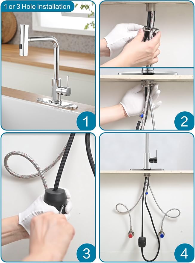 Kitchen Faucets with Pull Down Sprayer, Waterfall Kitchen Sink Faucet, - Image 9