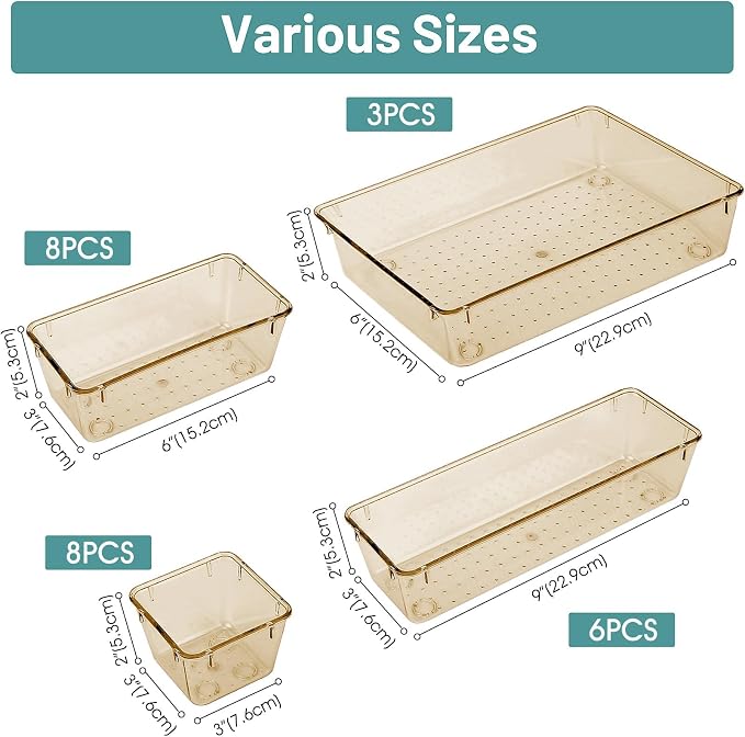 25 PCS Plastic Drawer Organizer Set, Makeup Organizers and Storage Bins | 4 - Image 2