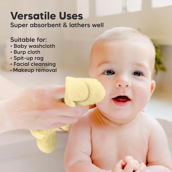 6-Pack Baby Washcloths, Soft Absorbent Washcloths - Image 6