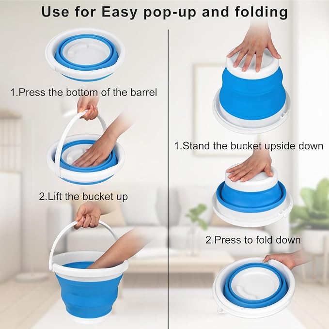 Collapsible Mop Bucket and Ice Bucket-5L Household Cleaning Silicone Dust Mops - Image 3