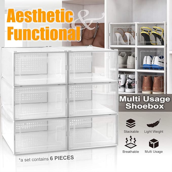AJP Distributors 6 Collapsible Stackable Shoe Organizer Racks - Image 2