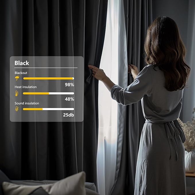 Room Divider Blackout Curtain Track Curtains Wall Dividers Panels Screen for Living Rooms Bedroom Office Privacy Partition Separation, W180 × L96 Inch,1 Panel, Black