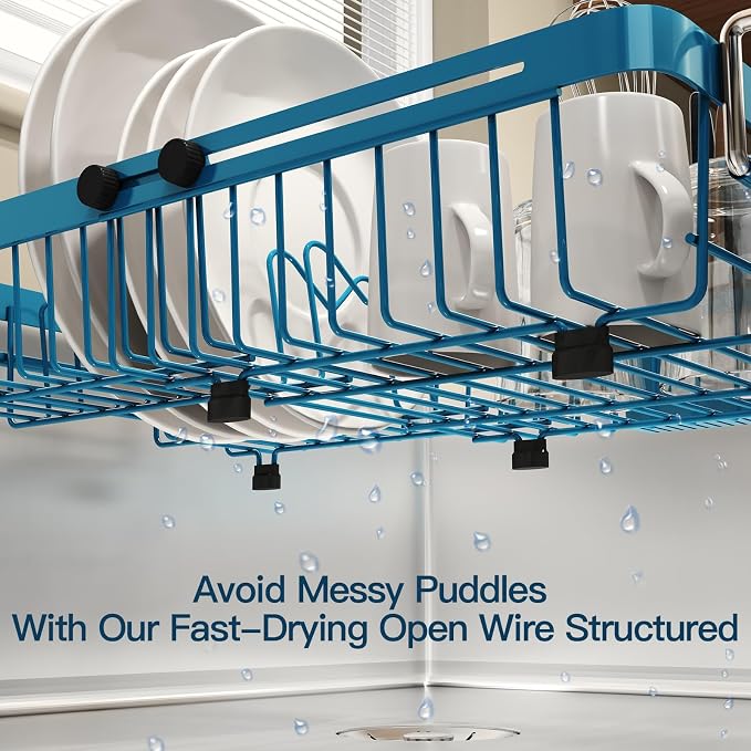 Blue Dish Drying Rack Over The Sink - Image 3