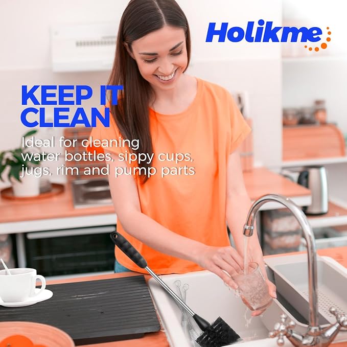Holikme 4 Pack Bottle Brush 14" Stainless Steel Straw Cleaner Brush, 3 Straw - Image 6