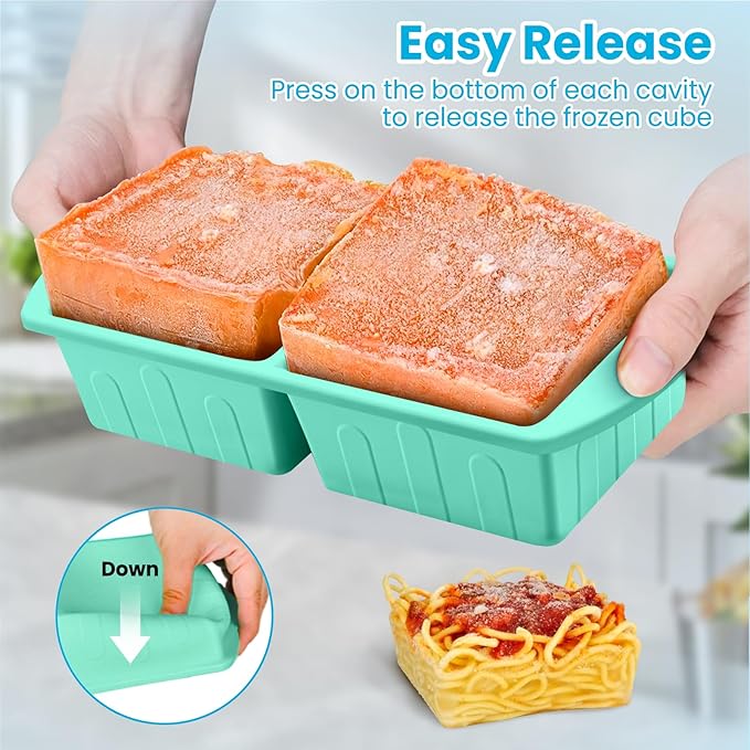 2 Pack Silicone Freezer Trays With Lid For Easy Storage Silicone Soup Freezer Molds 2 Cup ，Perfect For ice cube tray Freezing Broth Sauces Store Leftovers , Leakproof, Easy Release Dishwasher Safe